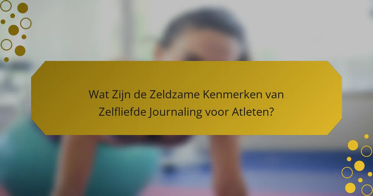 Wat Zijn de Zeldzame Kenmerken van Zelfliefde Journaling voor Atleten?
