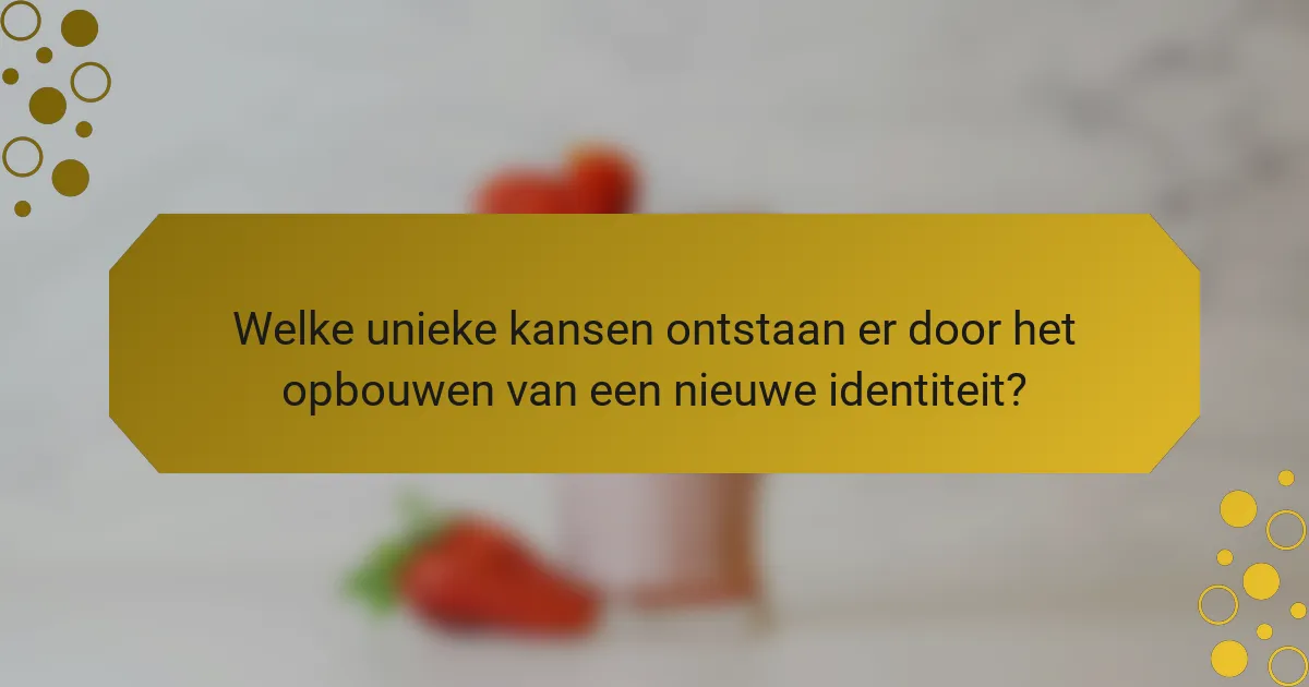 Welke unieke kansen ontstaan er door het opbouwen van een nieuwe identiteit?