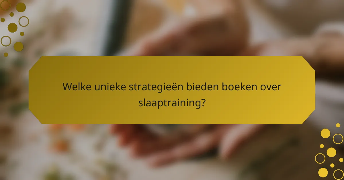 Welke unieke strategieën bieden boeken over slaaptraining?