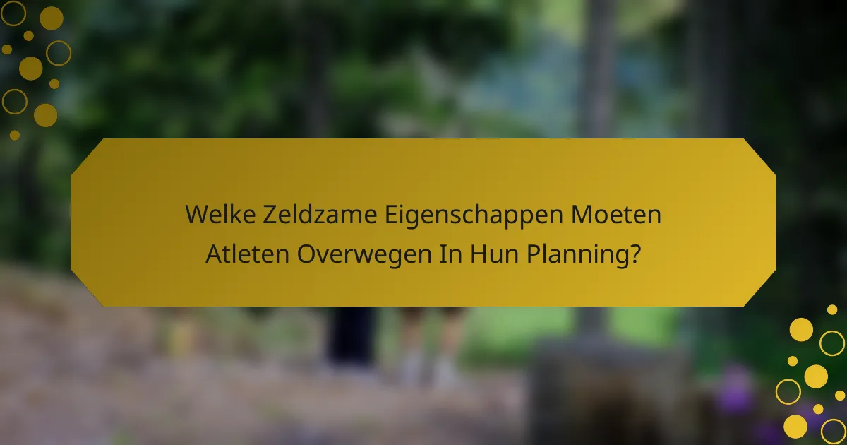Welke Zeldzame Eigenschappen Moeten Atleten Overwegen In Hun Planning?